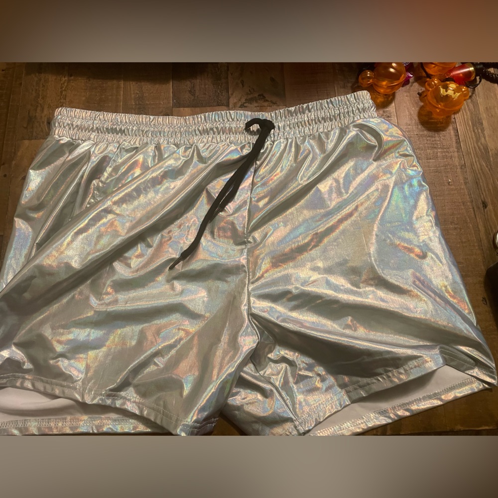Men Large Chrome Iridescent Shorts